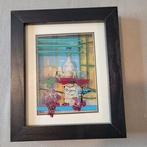 Jean Pierre Weill "Burgundy Wine" Grapes Paint 3D Glass Framed Art Vitreography